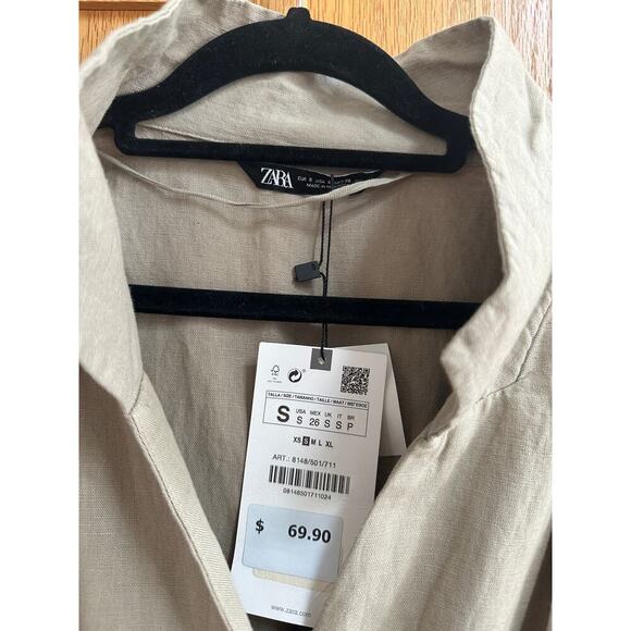 Women's Zara Linen Blend Jumpsuit - Size Small - Picture 5 of 7